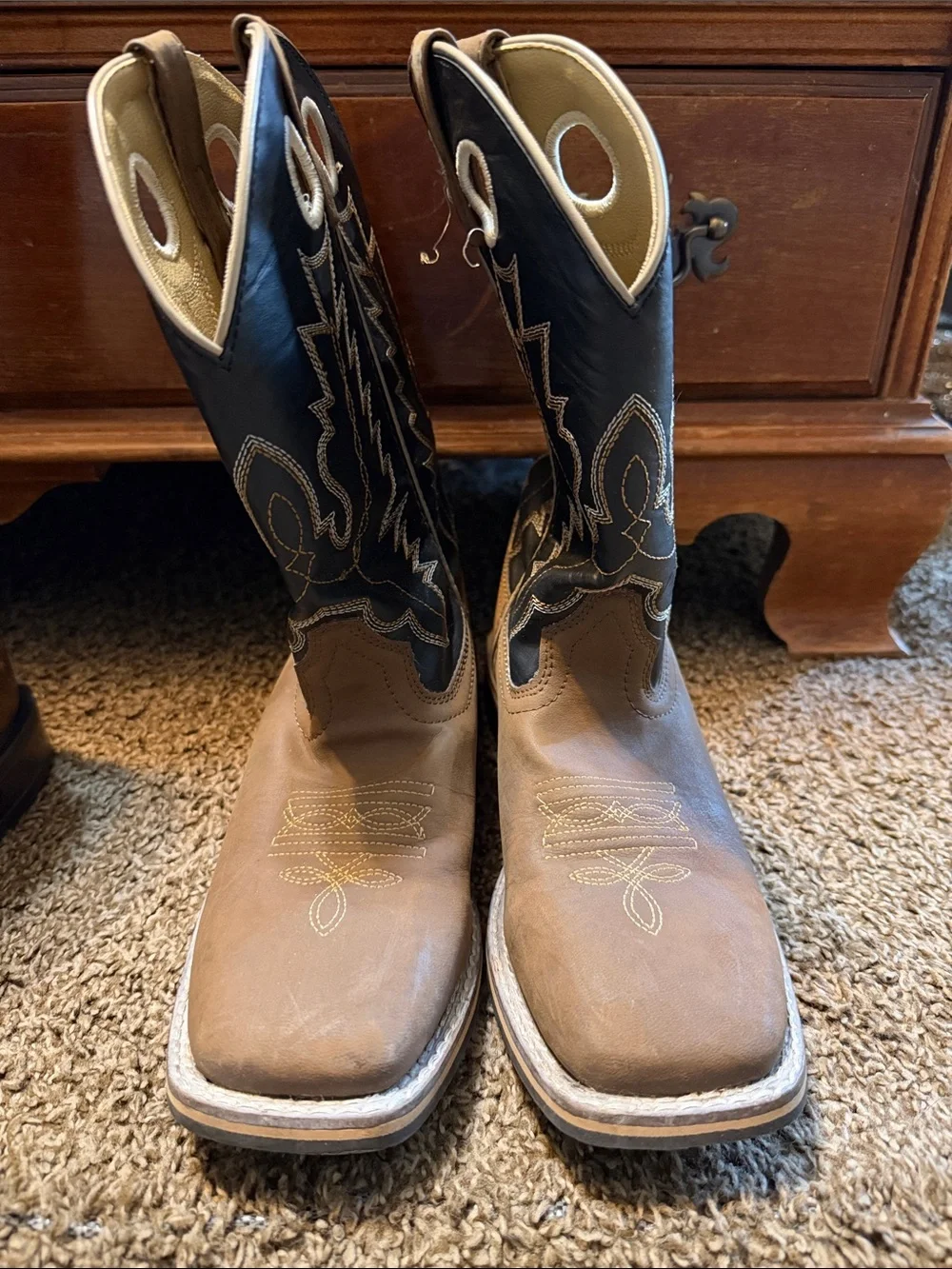 Kids Two-Tone Cowboy Boots - Brown and Black